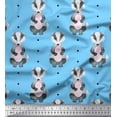 thumbnail image 1 of Soimoi Blue Moss Georgette Fabric Dots & Raccoon Animal Print Fabric by Yard 44 Inch Wide, 1 of 3