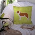 thumbnail image 3 of Saint Bernard Checkerboard Green Fabric Decorative Pillow, 3 of 4