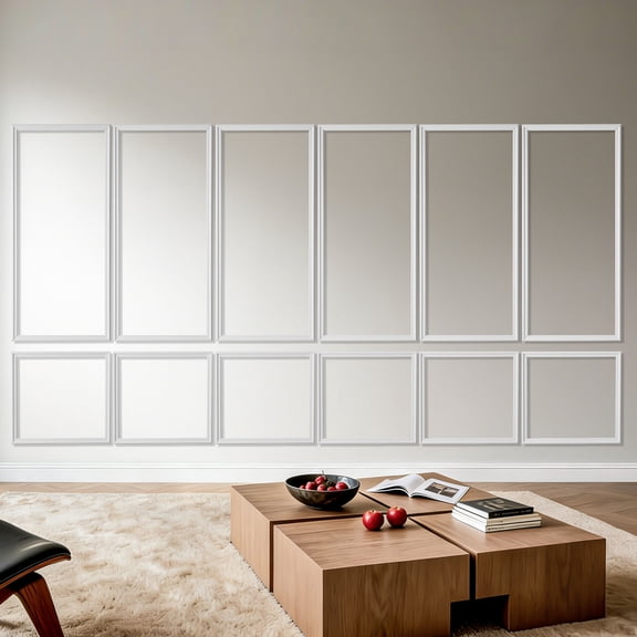 VEVOR Wall Molding 6 Pack, Wainscoting Panels Kit, Lightweight Paintable Polystyrene, Easy to Install, Waterproof Accent Wall Trim for Interior Décor Living Room, Bedroom, White (24x54   24x24 in)