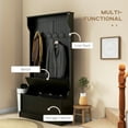 thumbnail image 3 of HOMCOM 3-In-1 Hall Tree Storage Bench and Coat Rack with 5 Steel Double Hooks, and Anti-Topple Anchor for Entryway, Black, 3 of 9