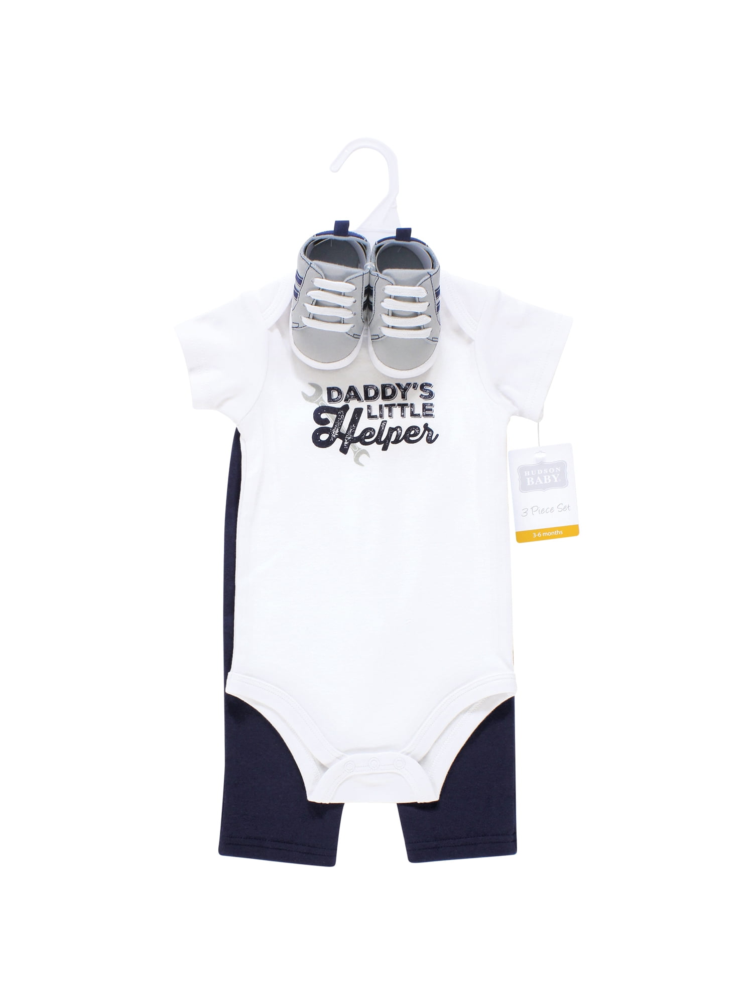 Hudson Baby Short Sleeve Bodysuit And Pant Set with Shoes, 0-18 Months