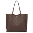 thumbnail image 1 of Dreubea Bolso de hombro de piel sintética suave para mujer, bolso de mano con borlas de gran capacidad, 1 of 5