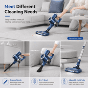PrettyCare Cordless Stick Vacuum Cleaner, 38KPA 50mins 2600mAh 6-in-1 Lightweight Upright for Carpet Hard Floor Pet Hair W200 Upgraded