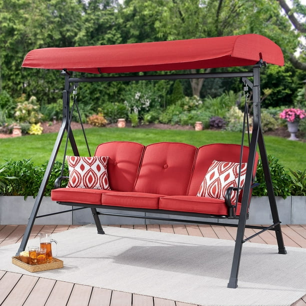 Mainstays Carson Creek Outdoor 3 Seat, Outdoor Glider With Canopy