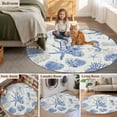 thumbnail image 6 of Blue Coastal Round Living Room Rugs 3.3 ft, Starfish Shell Coral Seahorse Washable Area Rug with Non-Slip Sturdy Edge Binding Round Front Door Mat Floor Carpet for Entryway, 6 of 9
