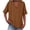 Coffee, variant on Women's Top Loose Fit Stand Collar Short Sleeve Solid Color T Shirt