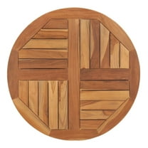 Table Top Solid Teak Wood Round 1" 27.6" Brown