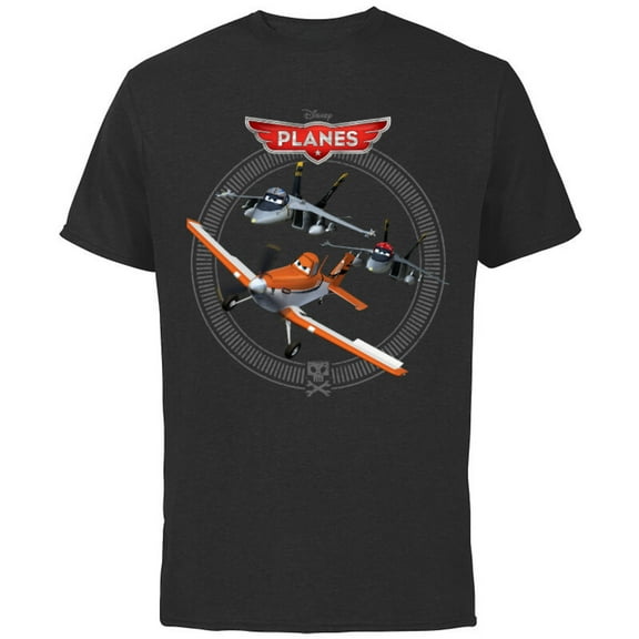 Disney Planes Dusty Crophopper with Bravo and Echo T-Shirt - Short Sleeve Cotton T-Shirt for Adults - Customized-Black