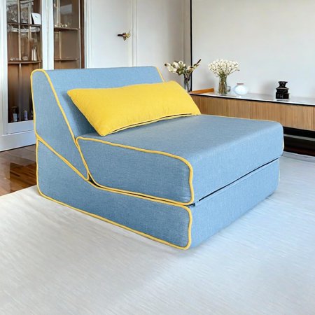Three in One Folding Sofa, Convertible Bed, Easy to Carry Outdoors, Suitable for Living Room, Bedroom, Lounge, Outdoor(Blue)