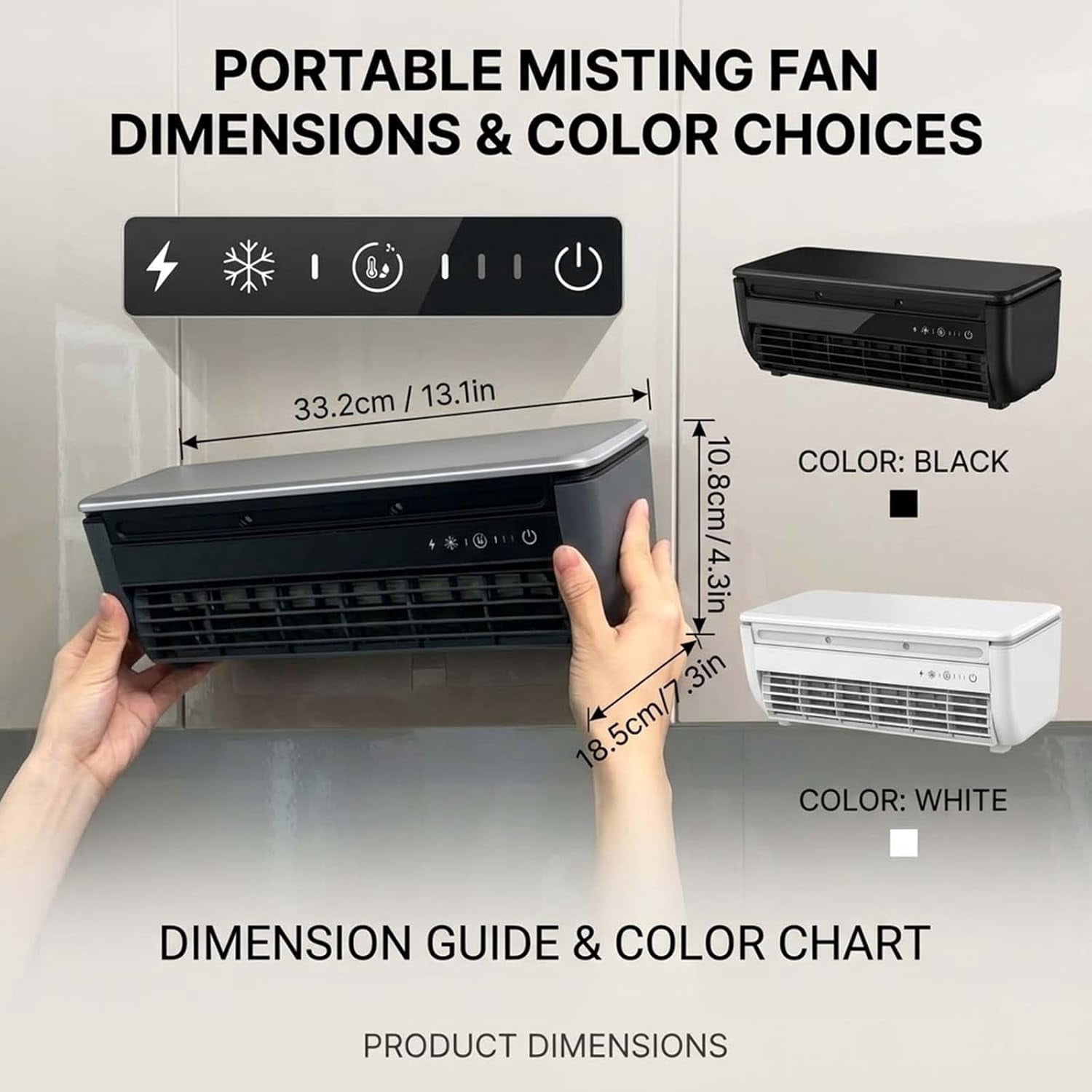 Small Portable Air Conditioner Fan, Wall Mount Air Conditioner No Drilling Ductless Mini Split AC Alternative, 6000mAh Battery Ice Mist Cooler for RV Garage Bedroom Indoor(Black)