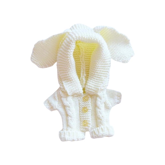 20Cm Plush Doll Clothes, Knitted Bunny Ear Onesie, For 20Cm Stuffed Dolls, Daily Dress - Up, Playtime, Collectible Display