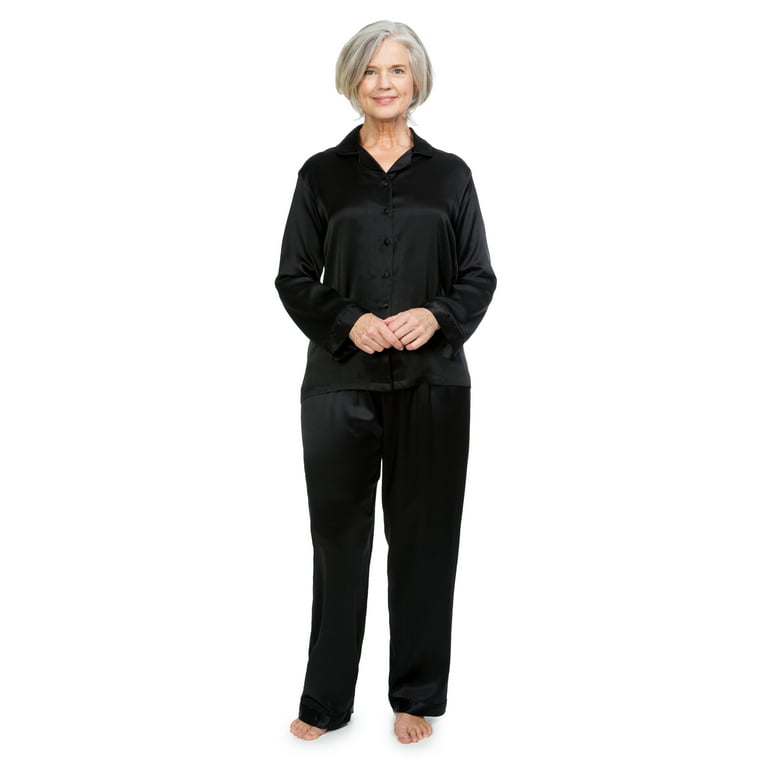 Womens Comfy Silk PJ Set – Black – Livit Store