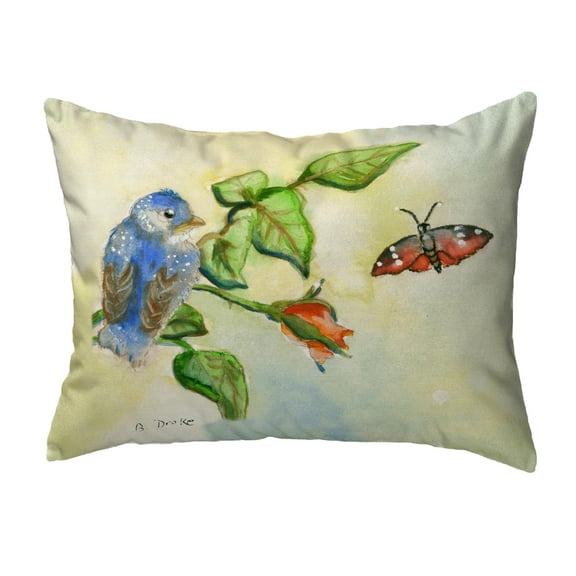 Betsy Drake Interiors Blue Bird No Cord Pillow 16x20