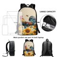 thumbnail image 6 of KUIFORTI Rooster Sunflower Print Kids Backpack Combo Set 3Pcs, Lightweight Boys Girls Teens Preppy Schoolbag Set with Lunch Bag Pen Case Stationery Organizer for School, 6 of 7