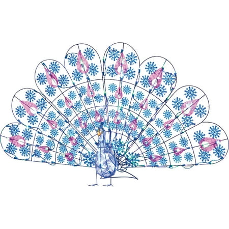 Gemmy Plug-In Blue Sparkle Snowflake Peacock Silhouette