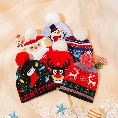 Autumn Winter Newborn Baby Boys Girls Christmas Beanies Hats Soft Warm Toddler Children Cotton Knitted Beanies hats Gorros1One Size He Qiyong unisex