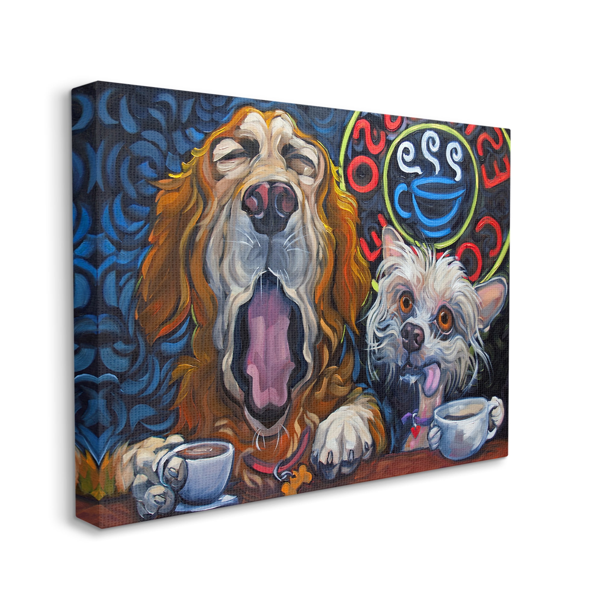 Stupell Industries Bold Modern Dogs Coffee Bar Yawning Teacups Canvas Wall Art, 48 x 36, Design by CR Townsend