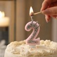 thumbnail image 5 of Btomtd Birthday Crown Number Candle 3 Inch Cake Topper Candles for Milestone Party Supplies Celebration Table Decor, 2, 5 of 7