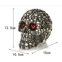 Halloween Skeleton Decorations Halloween Skull Head Life Size Human Skull Sculpture with LED Light Up Glowing Eyes Skull Resin Glowing Skull Model Props Dress Up Gothic Home Decor