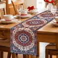 thumbnail image 3 of Blue Red Floral Table Runner, Ethnic Oriental Cotton Linen Kitchen Table Decoration Washable Dining Tabletop Runners for Home Party Decor 18x72 Inches, 3 of 9