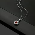 thumbnail image 3 of Gem Stone King 1.34 Ct Red Garnet White Created Sapphire 925 Sterling Silver Pendant with Chain, 3 of 4