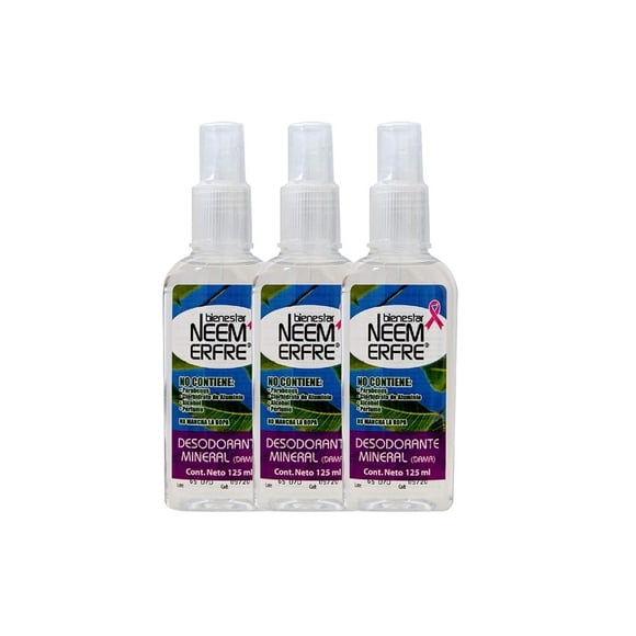 Pack de 3 Desodorantes minerales para dama Bienestar NEEM ERFRE 125 ml c/u