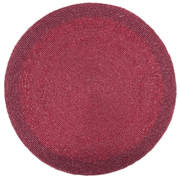 Northeast Home Goods Red Metallic Beaded Round Placemat Centerpiece