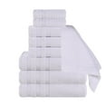 thumbnail image 3 of Superior Zero Twist Cotton Ribbed Geometric 9-Piece Towel Set, Ultra Soft Quick Dry, White, 3 of 12