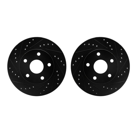 Dynamic Friction Company Front Brake Rotors-Drilled and Slotted-Black 8002-76079