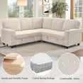 thumbnail image 6 of 81'' Sectional Sleeper Sofa with Pull Out Bed, Convertible Corduroy Cloud Couch L Shaped 5-Seat Modular Couches with Storage Space and USB Charging, Sectional Couches for Living Room (Beige), 6 of 9