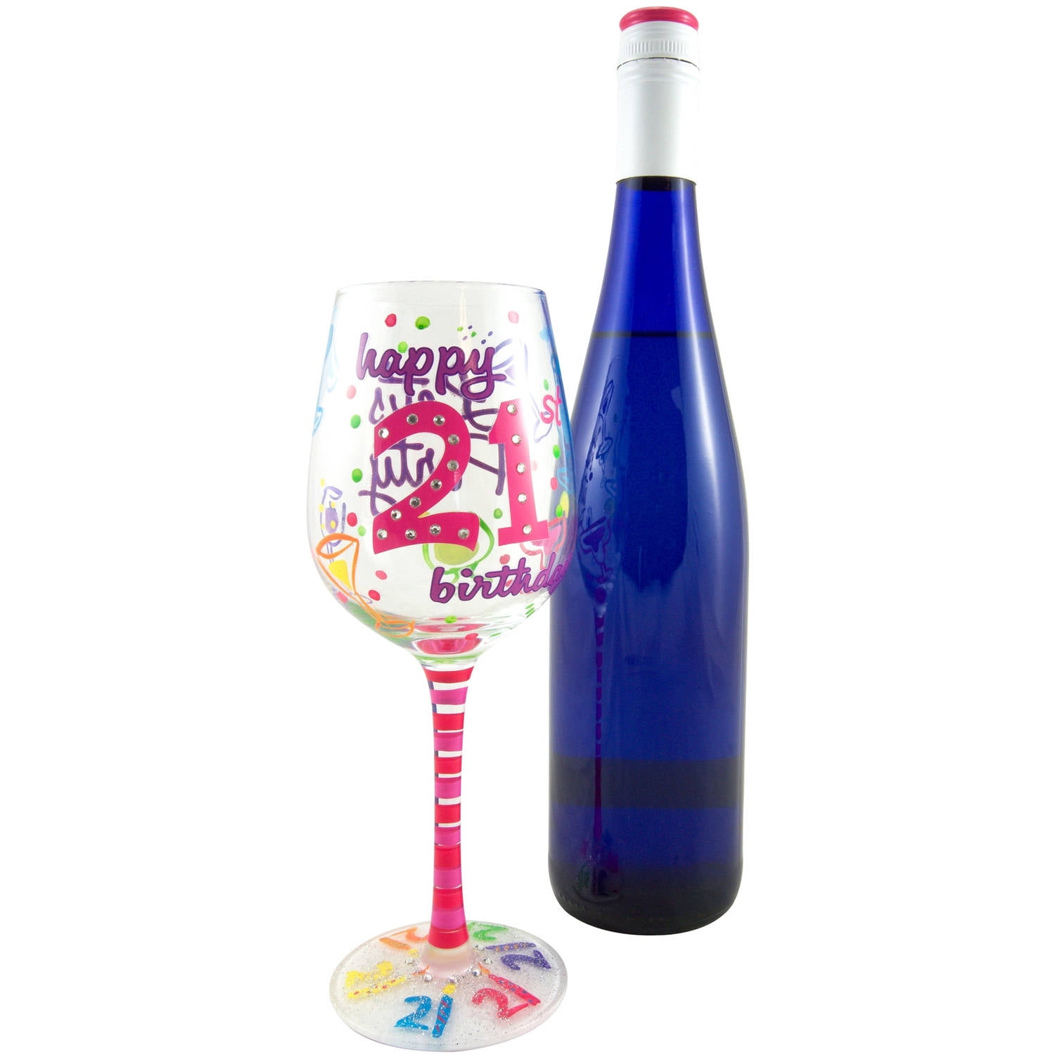 21st Birthday Wine Glass, 21st Birthday Gift for Her, Wine Tumbler With  Straw 