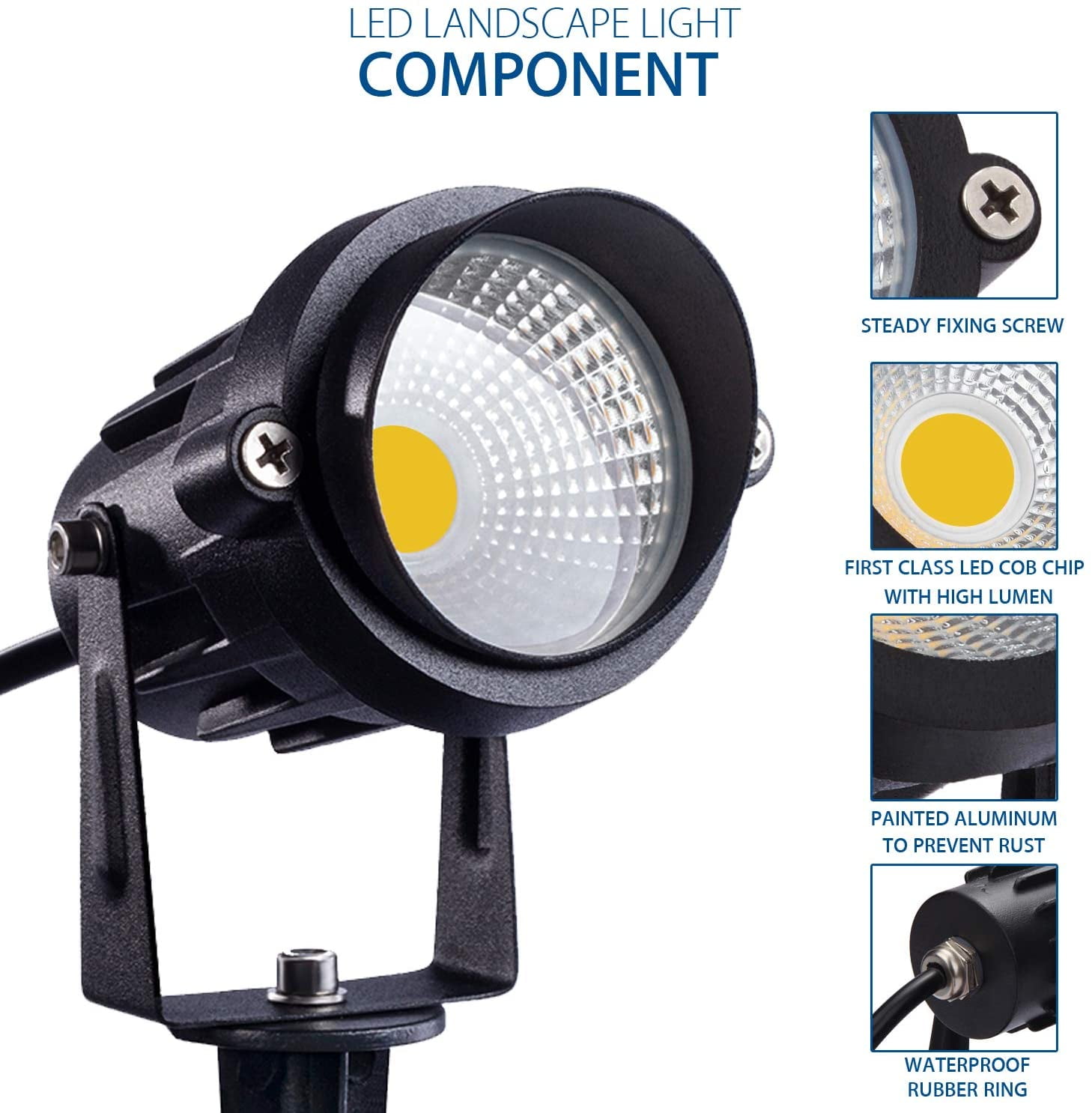 SUNVIE Outdoor Spotlight LED Landscape Lighting 12W with Spiked Stand for Lawn Decorative