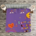 thumbnail image 3 of Ambesonne I Love You Quilted Bedspread Set 3 Pcs, Magic Happy Rainbow, Queen Size, Violet, 3 of 3
