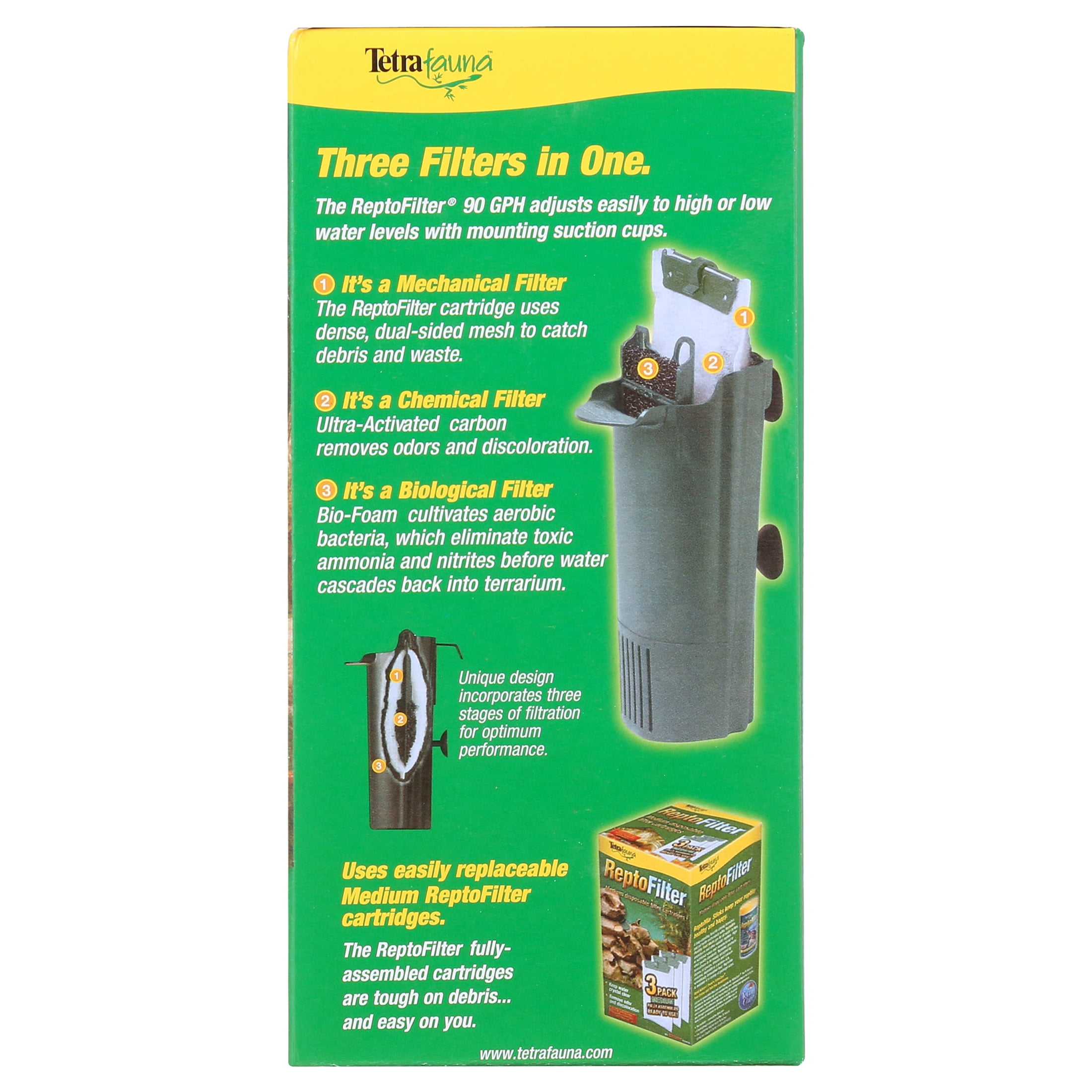 TetraFauna ReptoFilter 20 Gallons, Terrarium Filtration, Keeps Water Clear