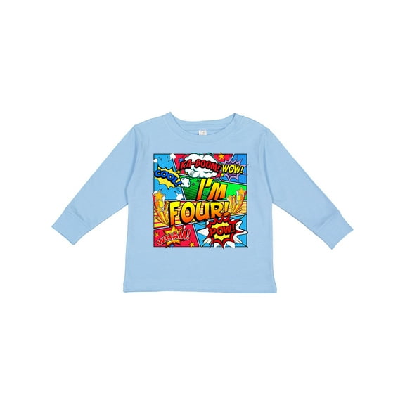 Inktastic I'm Four Comic Book Boys or Girls Long Sleeve Toddler T-Shirt