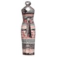 thumbnail image 5 of Women's 2 Piece Multi Wear Outfits Sexy Halter Neck Criss Cross Backless Crop Top Ruched Split Skirts Sets Clubwear, 5 of 7