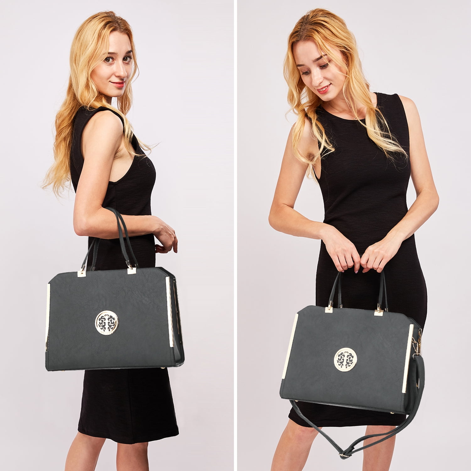 Dasein Women Large Satchel Handbag Shoulder Purse top Handle Work Bag Tote with Matching Wallet