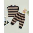 thumbnail image 4 of Wassery Baby Boys Summer 2Pcs Outfit 6 12 18 24 Months Infant Boys Shorts Set Striped Casual Short Sleeve T-Shirt and Elastic Drawstring Sweatpants Set, 4 of 8