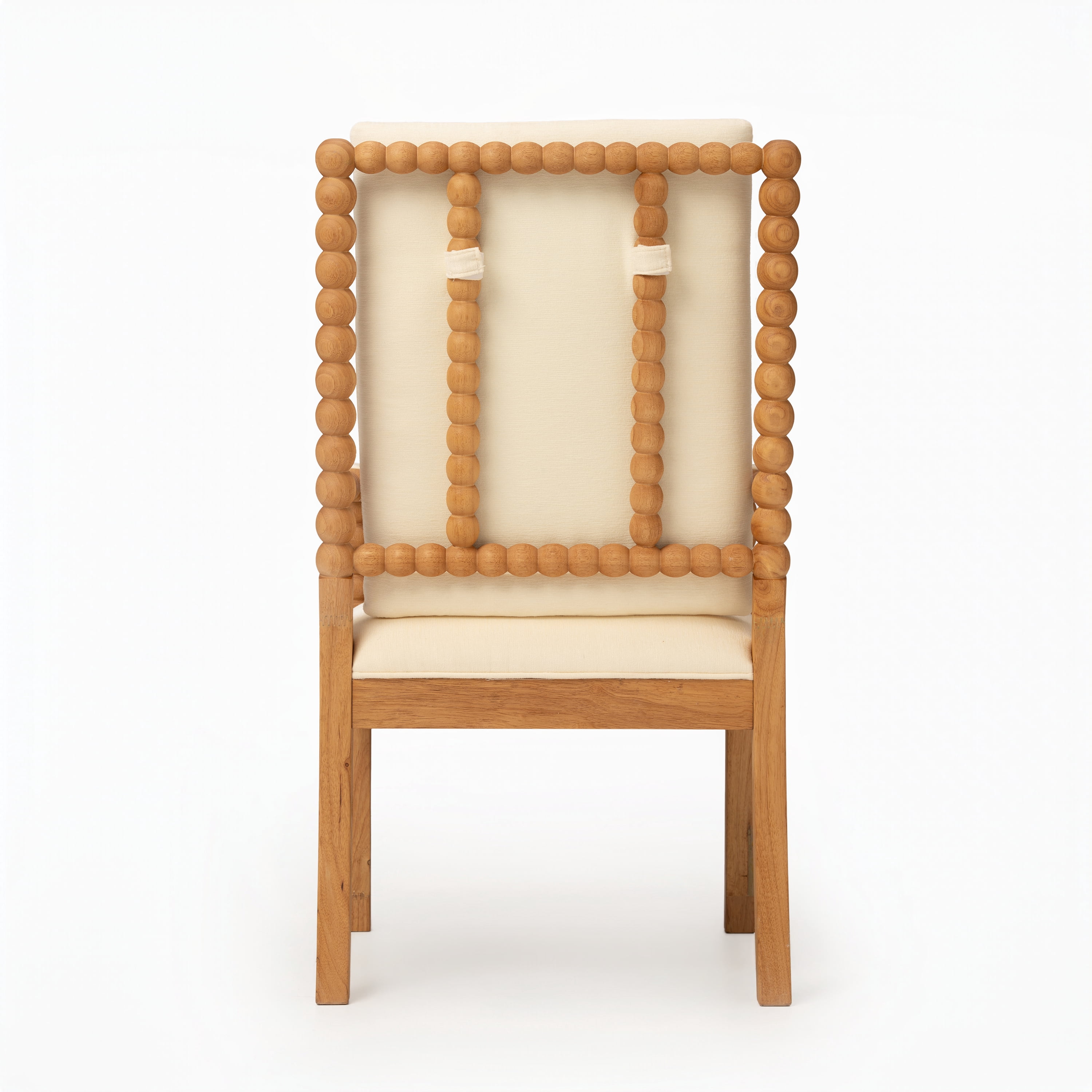 Garitin Dining Chair Set of 2 and Rubber Wood Side Chairs, Fabric Upholstered Seating with Spindle Back for Kitchen and Dining Room, Natural and Beige