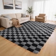 thumbnail image 5 of CozyDesg Shag Area Rugs,5'x8' Soft Fluffy Floor Rugs Checkered Carpet，Washable Area Rugs for Living Room Bedroom Decor,Black & Grey, 5 of 9