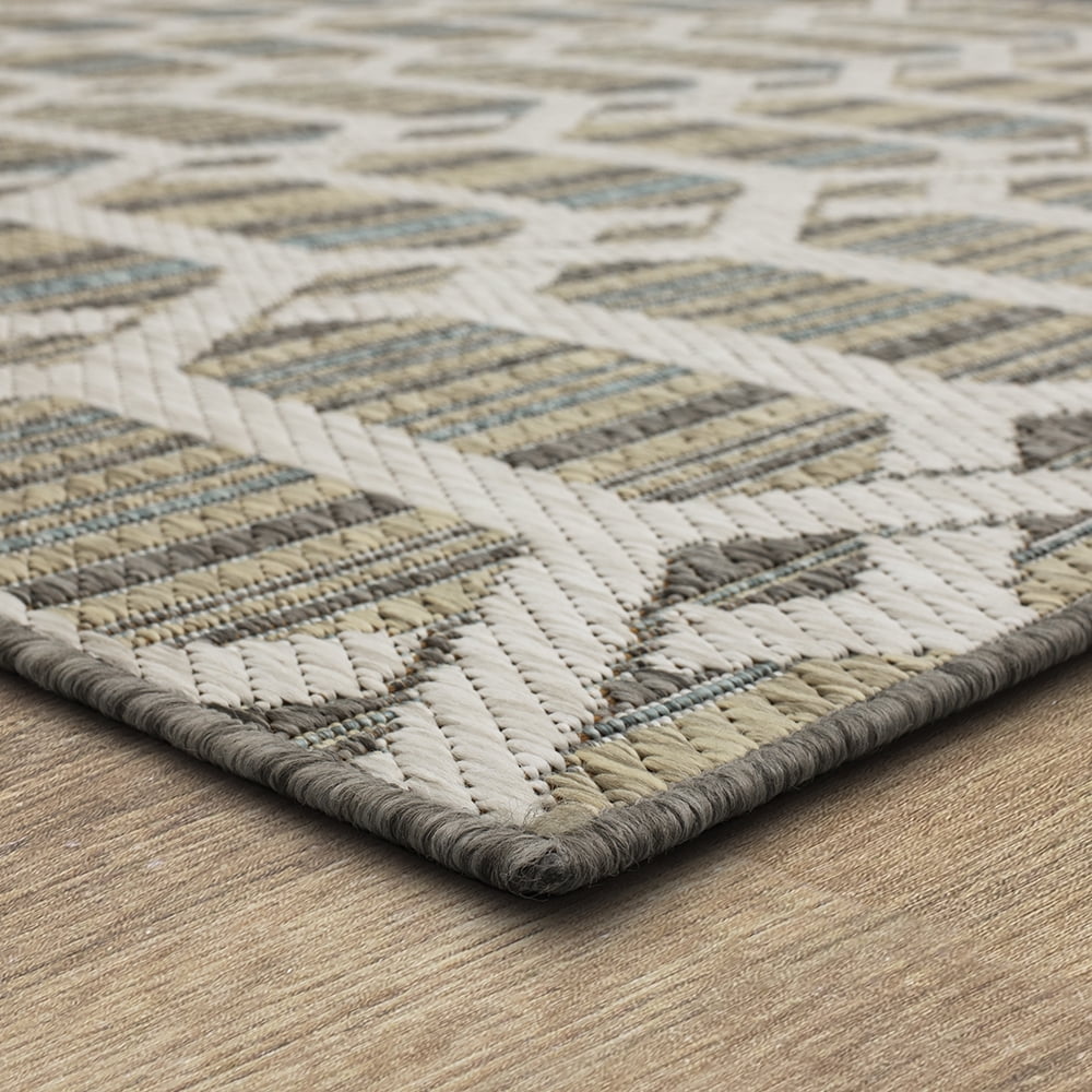 Mohawk Home Clemente Geo Outdoor Area Rug, Light Grey, 5' 3" x 7' 6"