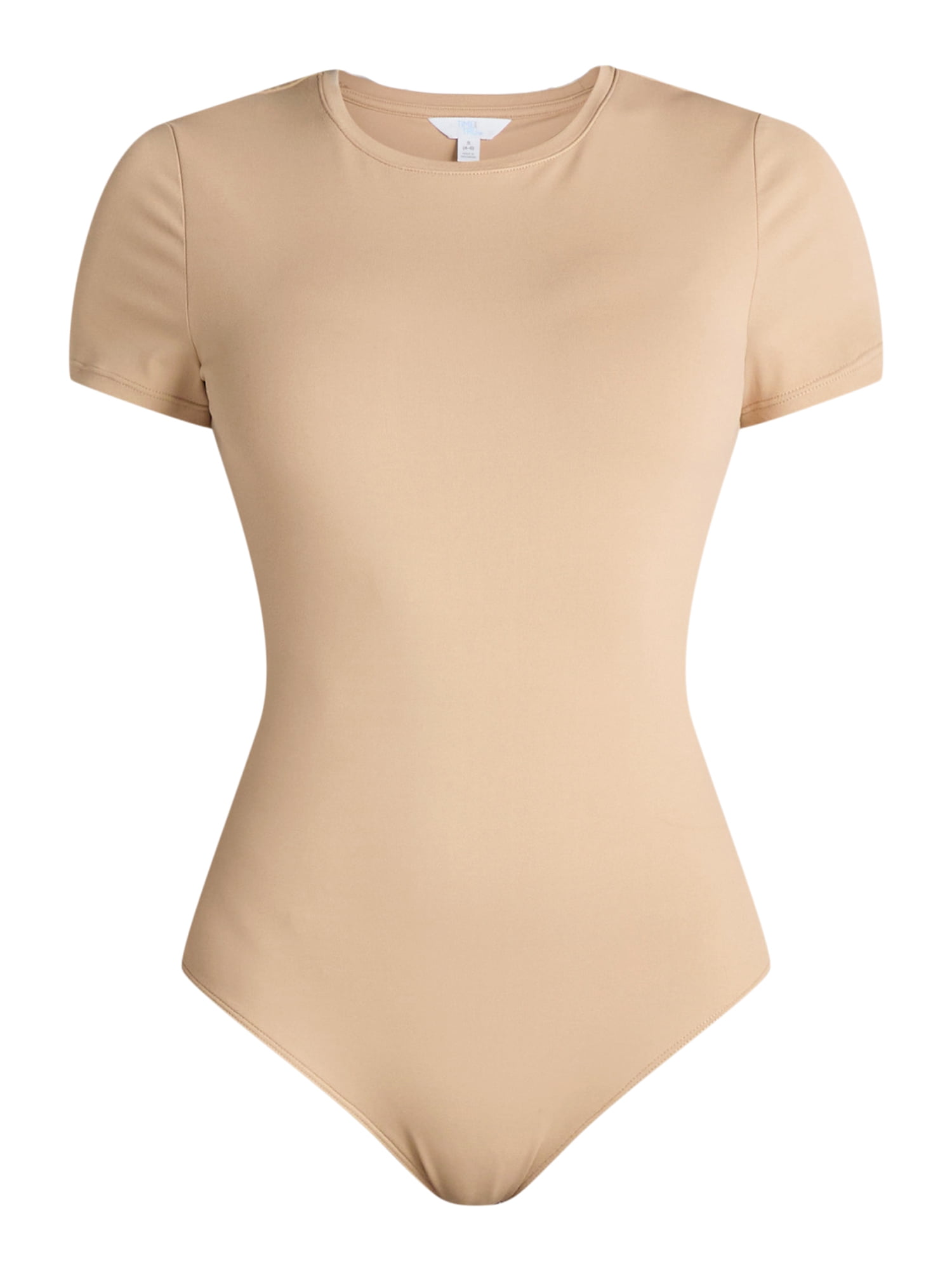 Time and Tru Women's Smoothing Bodysuit with Short Sleeves Time and Tru Women's Smoothing Bodysuit with Short Sleeves