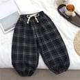 thumbnail image 2 of bbymog Baby Girl Winter Clothes Fashion Vintage Plaid Elastic Waist Joggers for Boys Casual Loose Drawstring Sweatpants for Girls Black 11 Years, 2 of 4