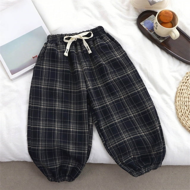 YUNAFFT Pantalons Décontractés à Carreaux pour Garçons et Filles Style Vintage Rétro