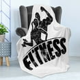thumbnail image 4 of Fitness Soft Flannel Fleece Throw Blanket, Grunge Man and Woman Silhouettes Working out Muscles Strong Training Couple, Cozy Plush for Indoor and Outdoor Use, 50" x 60", Black and White, by Ambesonne, 4 of 5