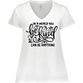 thumbnail image 3 of Inktastic Inspirational Quote In a World You Can be Anything be Kind Women's Plus Size V-Neck T-Shirt, 3 of 5