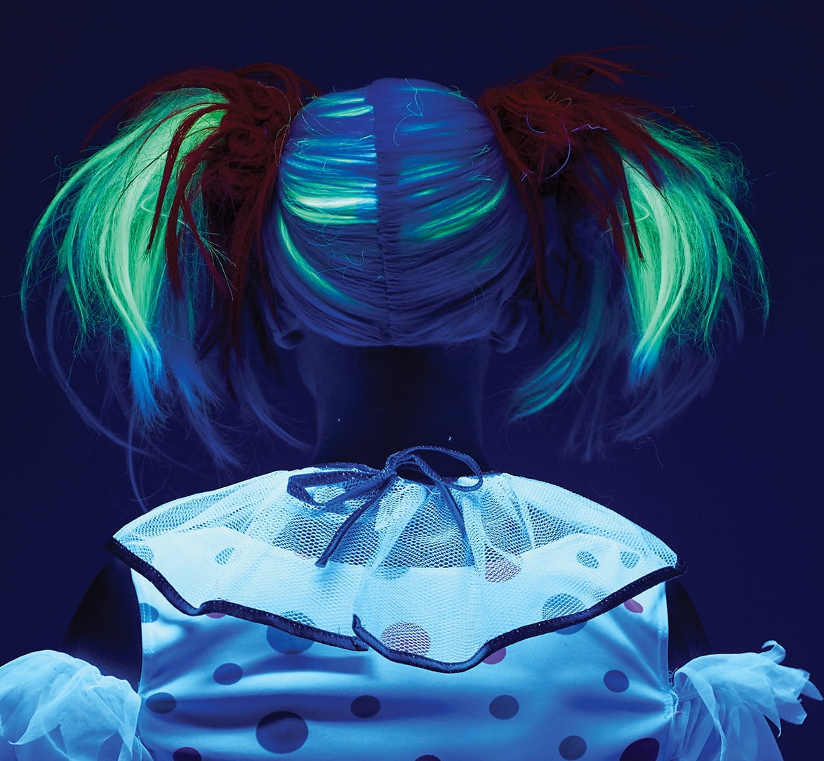 Glow in the Dark Punk Pigtails Wig (Red/Grey)