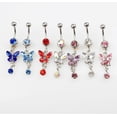 thumbnail image 3 of 2-piece Butterfly Pendant Bellybutton Ring Perforated Steel Surgical Women's Reverse Transparent Abdominal Perforated Set, Blue+light Blue Girl Gift, 3 of 3