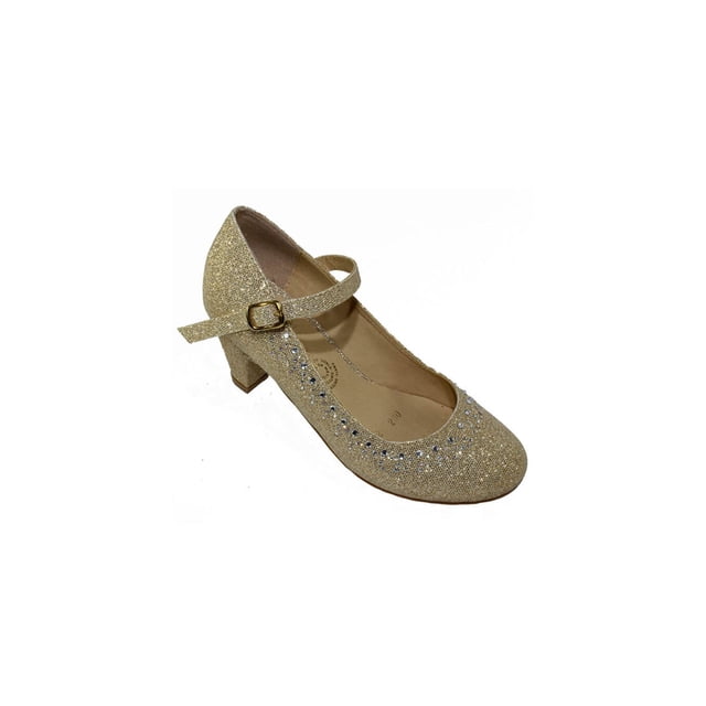 ZAPATILLAS TACONES VESTIR LEON NIÑA ORO GLITTER 1902 LEON 1902p