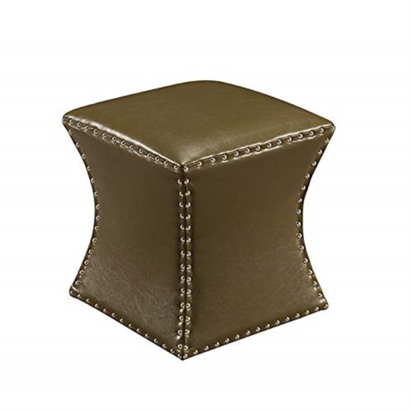 3216-GR Green Faux Leather Square Ottoman